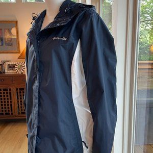 Columbia Rain Jacket - Navy & White (Size L)